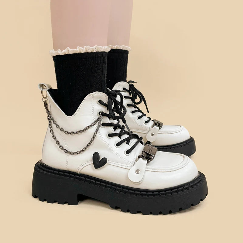 Y2K Fashion White Platform Boots - Coquette Style & Aesthetic Footwear