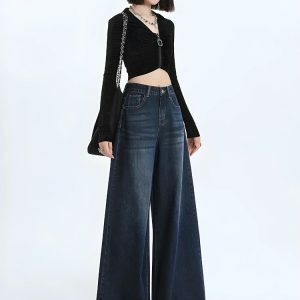 Y2K Fashion Wide Leg Jeans - Acubi Style Coquette Aesthetic Clothing