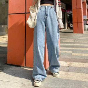 Y2K Fashion Wide Leg Jeans - Acubi Style Coquette Aesthetic Clothing