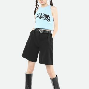 Y2K Fashion Wide Leg Pleated Shorts - Coquette & Acubi Style Essential