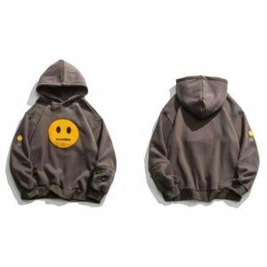 Y2K Fashion Zipper Pocket Emoji Hoodie - Coquette & Acubi Style