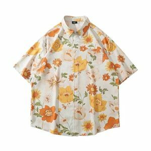 Y2K Floral Shirt - Acubi Style, Coquette Aesthetic, Soft Girl Era