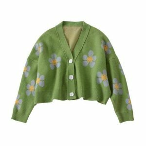 Y2K Floral Sweater: Coquette Aesthetic with Vintage Charm & Soft Style