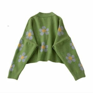 Y2K Floral Sweater: Coquette Aesthetic with Vintage Charm & Soft Style