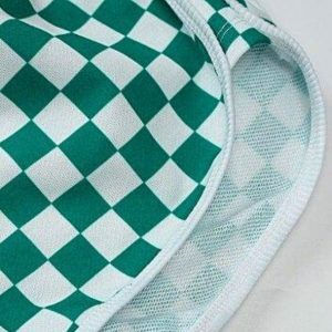 Y2K Green Checkered Shorts - Acubi Style Coquette Aesthetic Outfit