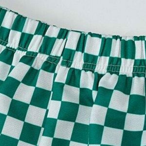 Y2K Green Checkered Shorts - Acubi Style Coquette Aesthetic Outfit