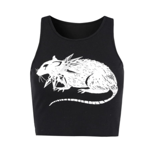 Y2K Grunge Rat Crop Top - Dark Coquette Aesthetic Clothing for Women