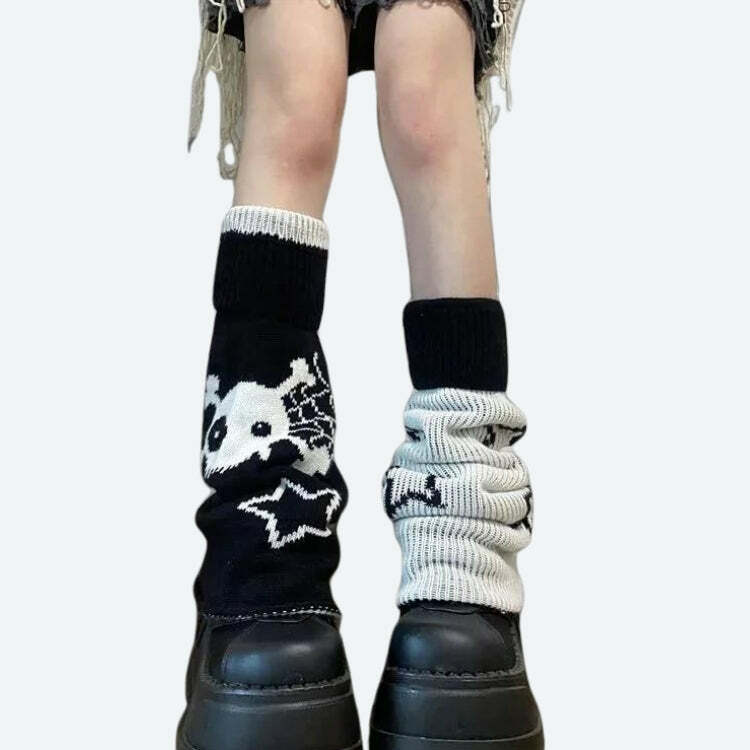 Y2K Grunge Reversible Leg Warmers | Acubi & Coquette Aesthetic Fashion