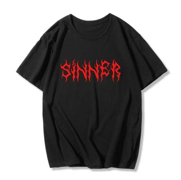 Y2K Grunge Sinner T-Shirt - Dark Coquette Aesthetic for Unique Style