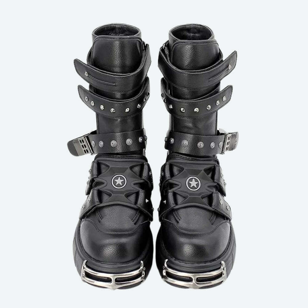 Y2K Grunge Velcro Straps Chunky Platform Boots for Coquette Style