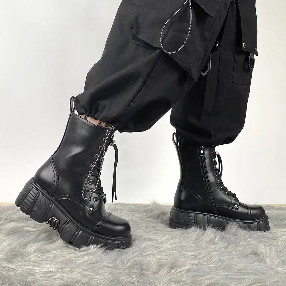 Y2K Grunge Zip-Up Platform Combat Boots for Coquette & Acubi Style