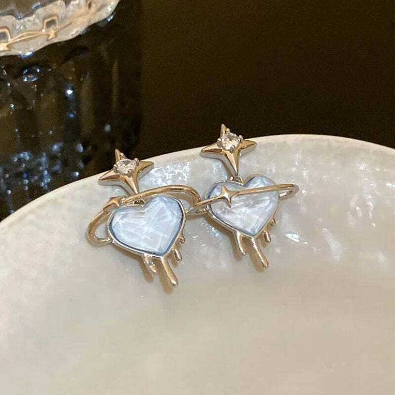 Y2K Melting Heart Earrings | Coquette Aesthetic Jewelry for Soft Girls