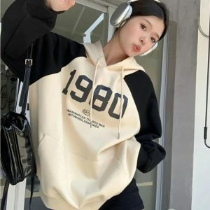 Y2K Oversized Patchwork Hoodie - Coquette & Acubi Aesthetic Fashion