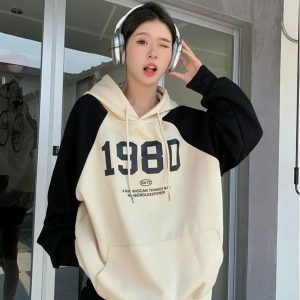 Y2K Oversized Patchwork Hoodie - Coquette & Acubi Aesthetic Fashion