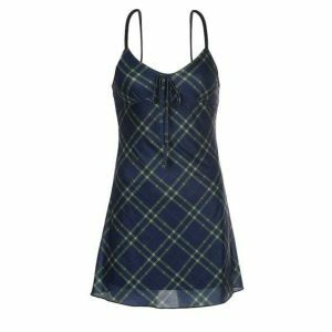 Y2K Plaid Mini Dress - Acubi Fashion, Coquette Style, Aesthetic Outfit