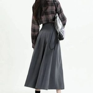 Y2K Pleated A-Line Midi Skirt | Acubi Fashion & Coquette Style