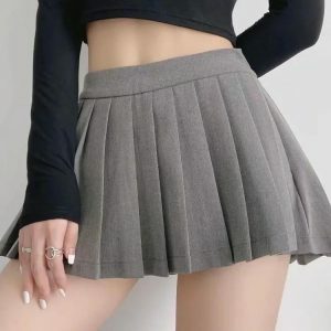 Y2K Pleated Mini Skort - Dark Coquette & Acubi Aesthetic Fashion