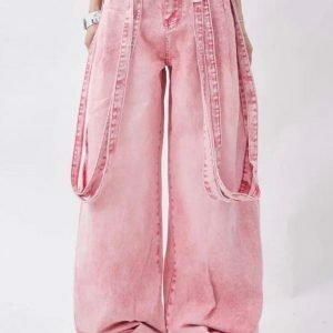 Y2K Soft Girl Double Belted Baggy Jeans | Acubi & Coquette Style