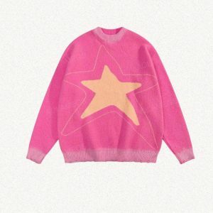 Y2K Star Distressed Sweater - Acubi Fashion & Coquette Aesthetic Style