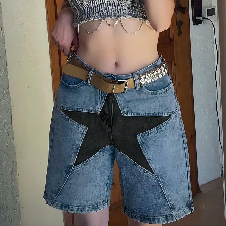 Y2K Star Jean Shorts - Acubi Fashion, Coquette Style, Aesthetic Vibes