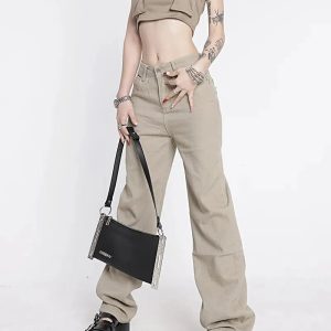 Y2K Star Pockets High Waist Jeans - Acubi & Coquette Aesthetic Style