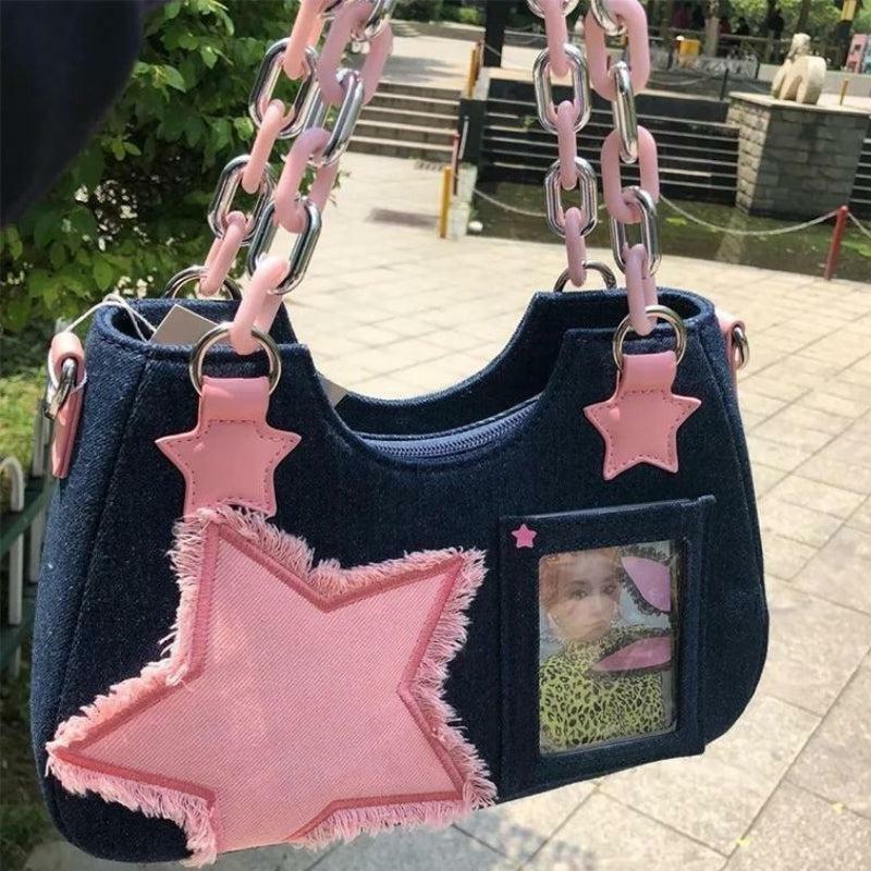 Y2K Star Transparent Denim Bag - Acubi Fashion & Coquette Style Essential