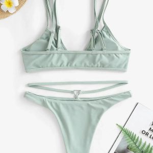 Y2K Triangle Cut Out Bikini Set - Acubi Fashion & Coquette Style