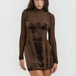 Y2K Velvet Mini Dress - Dark Coquette Style with Soft Girl Aesthetic