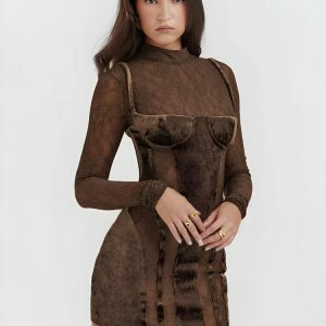 Y2K Velvet Mini Dress - Dark Coquette Style with Soft Girl Aesthetic