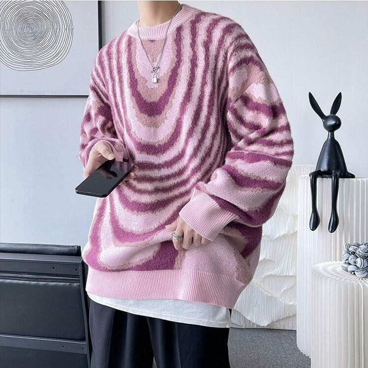 Y2K Wavy Striped Knit Sweater - Acubi Fashion & Coquette Style