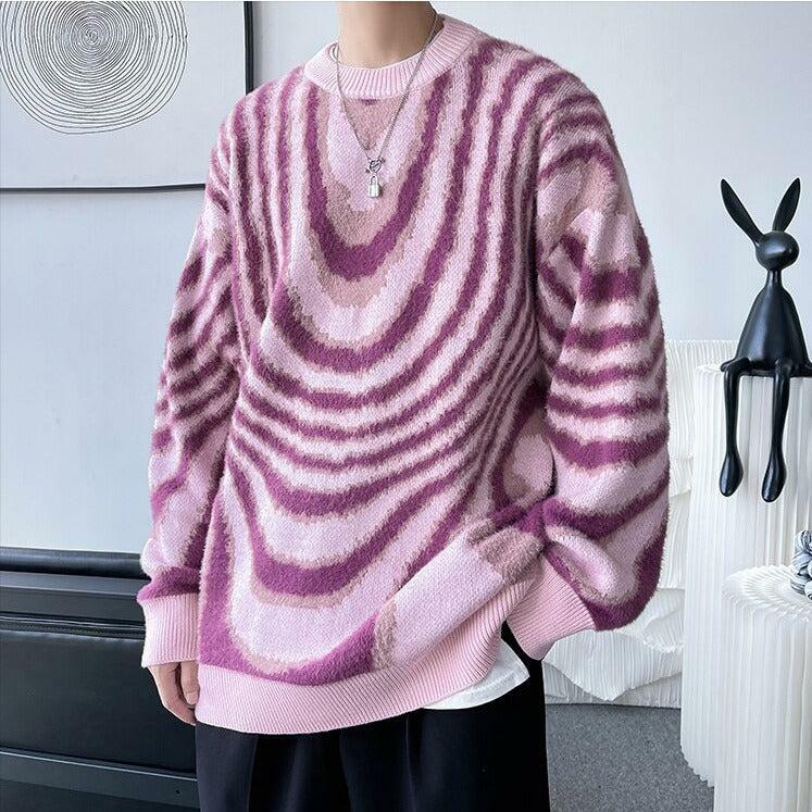 Y2K Wavy Striped Knit Sweater - Acubi Fashion & Coquette Style